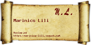 Marinics Lili névjegykártya